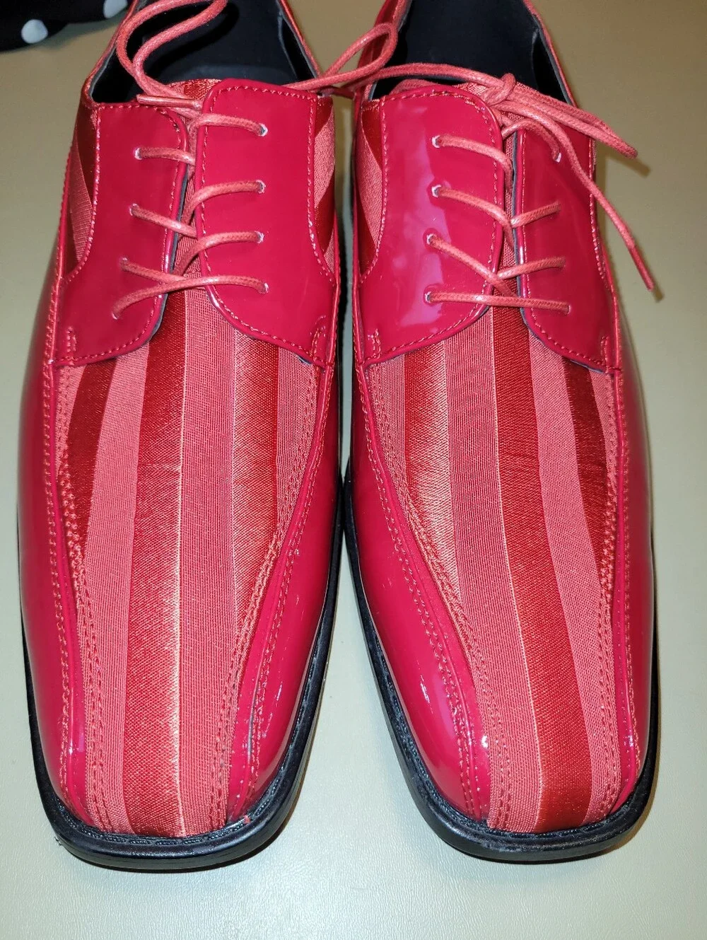 Vigotti 179 Red Striped Lace-Up Derby Shoes. Size 13